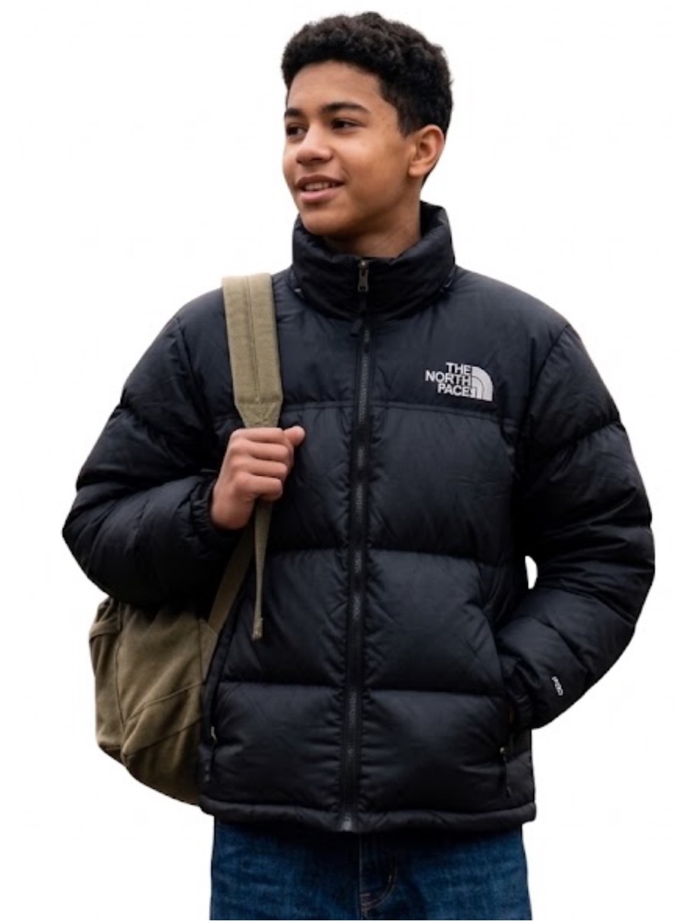 The North Face Boys 550 Down Puffer Jacket Black L Full Zip Warm Outerwear